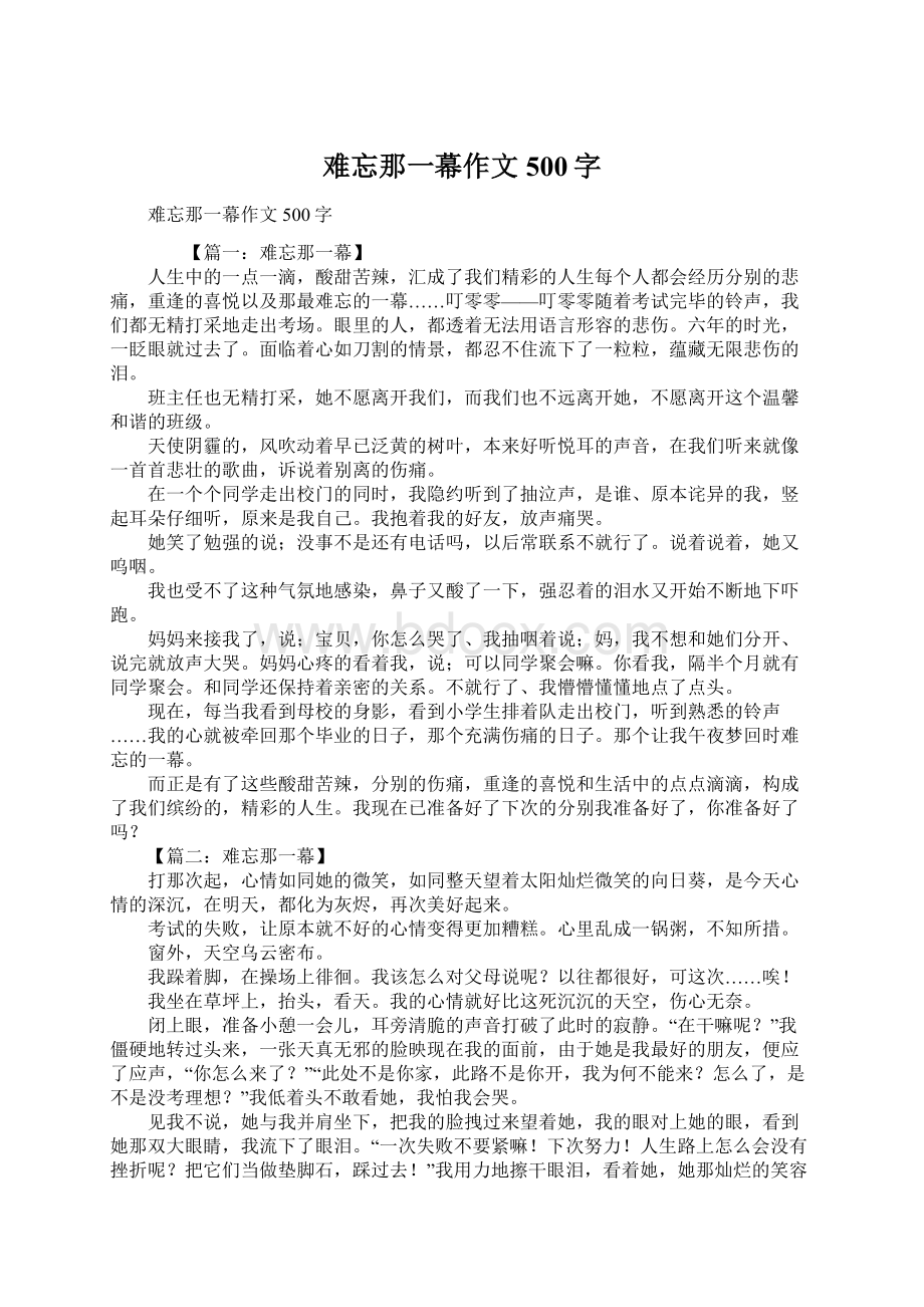 难忘那一幕作文500字Word格式文档下载.docx