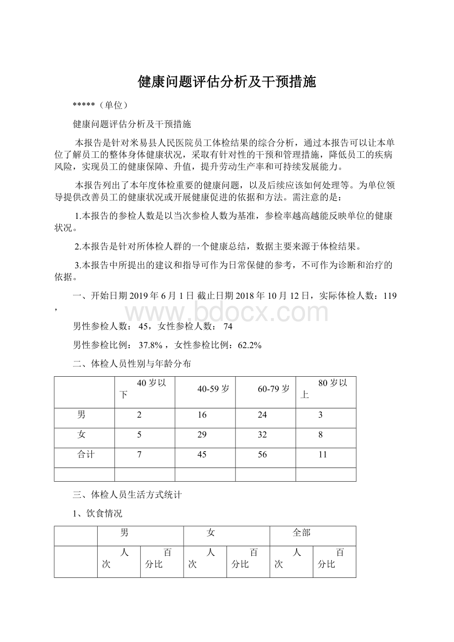 健康问题评估分析及干预措施Word文档下载推荐.docx