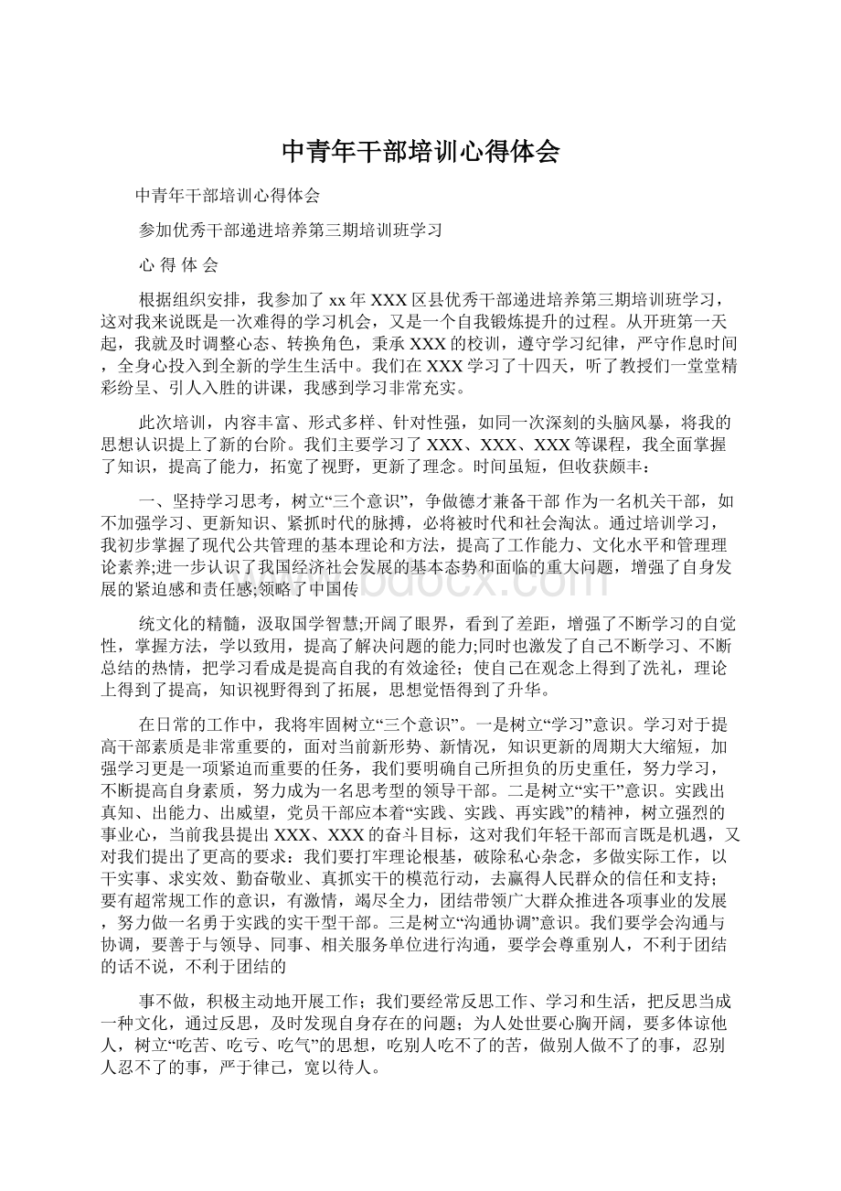 中青年干部培训心得体会Word格式文档下载.docx