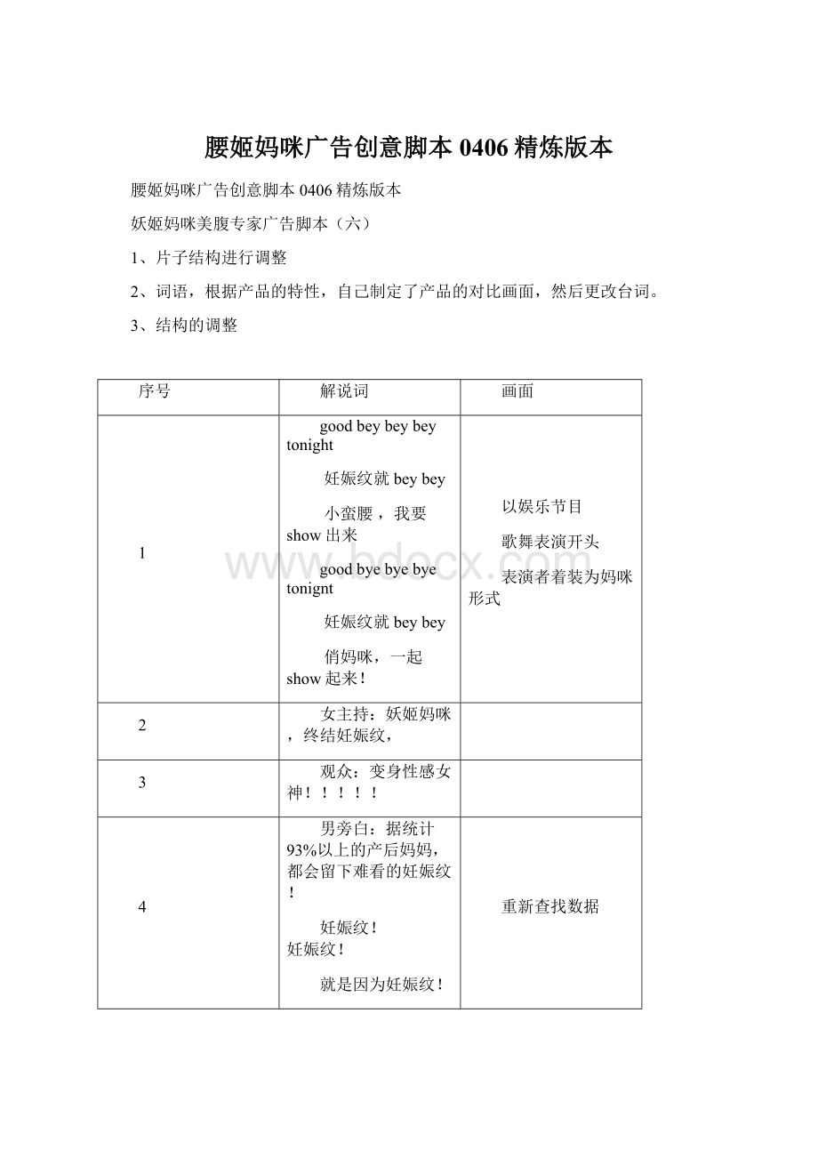 腰姬妈咪广告创意脚本0406精炼版本.docx_第1页