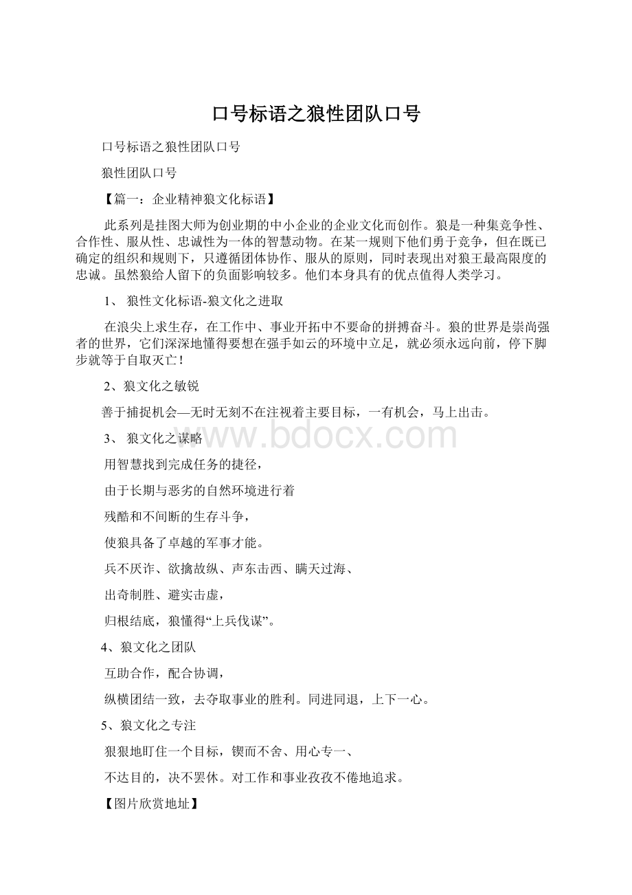 口号标语之狼性团队口号Word格式文档下载.docx_第1页