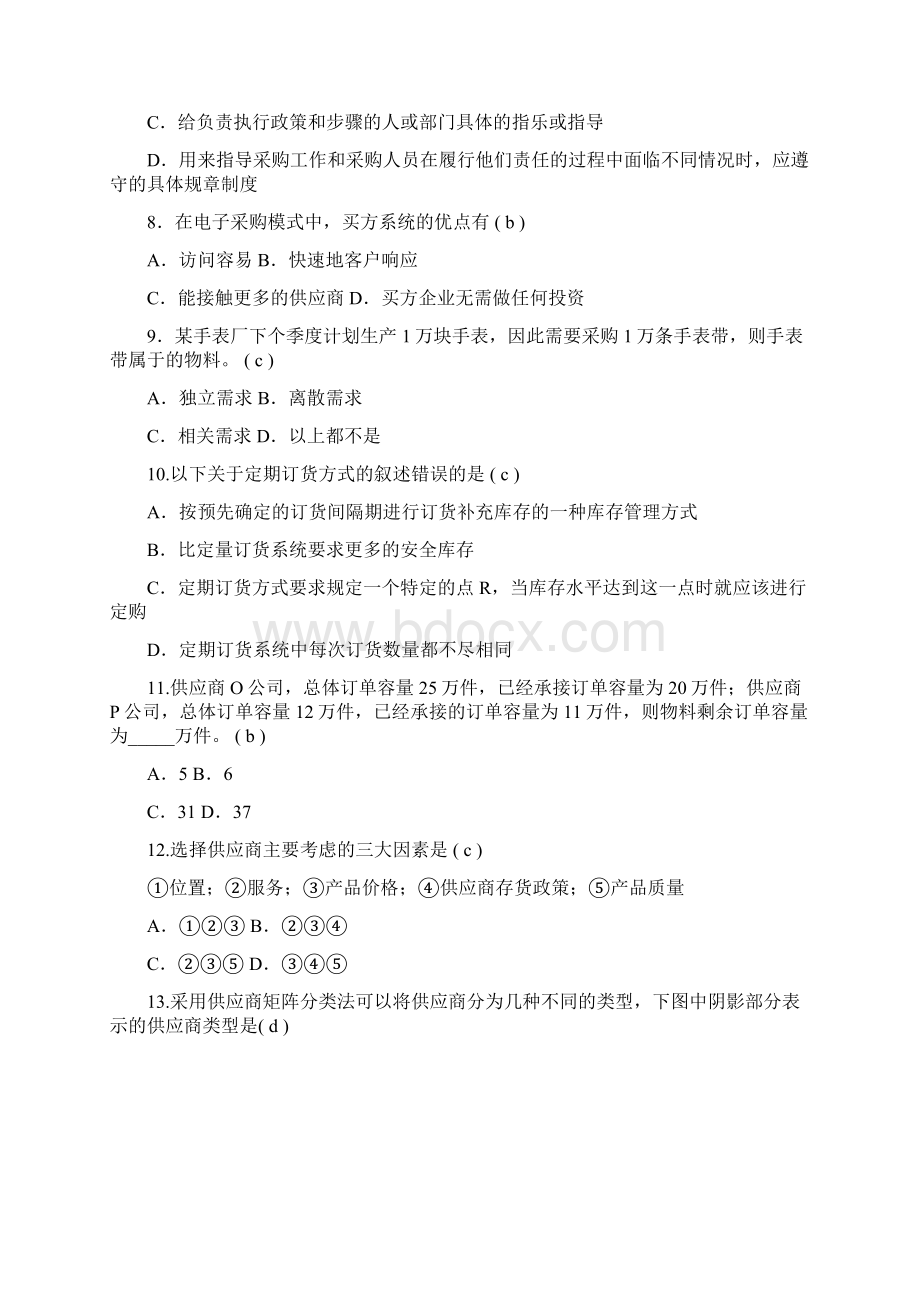 采购与供应管理试题库1Word格式文档下载.docx_第2页