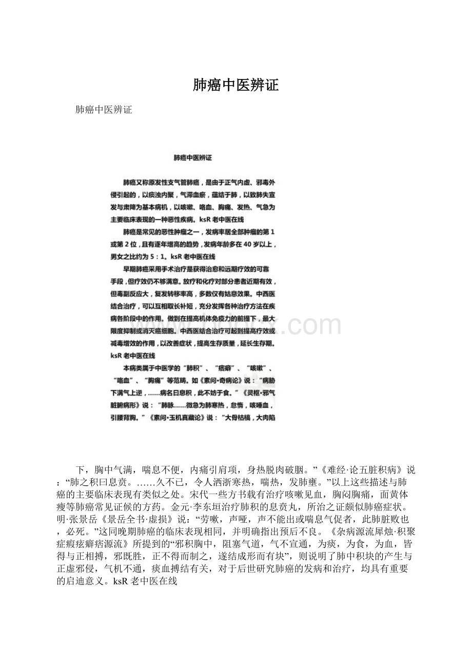 肺癌中医辨证Word文档下载推荐.docx