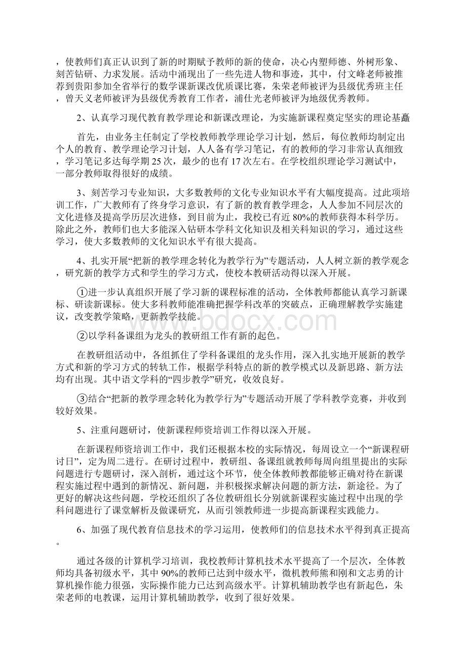 学校教师培训工作总结报告Word文档下载推荐.docx_第3页