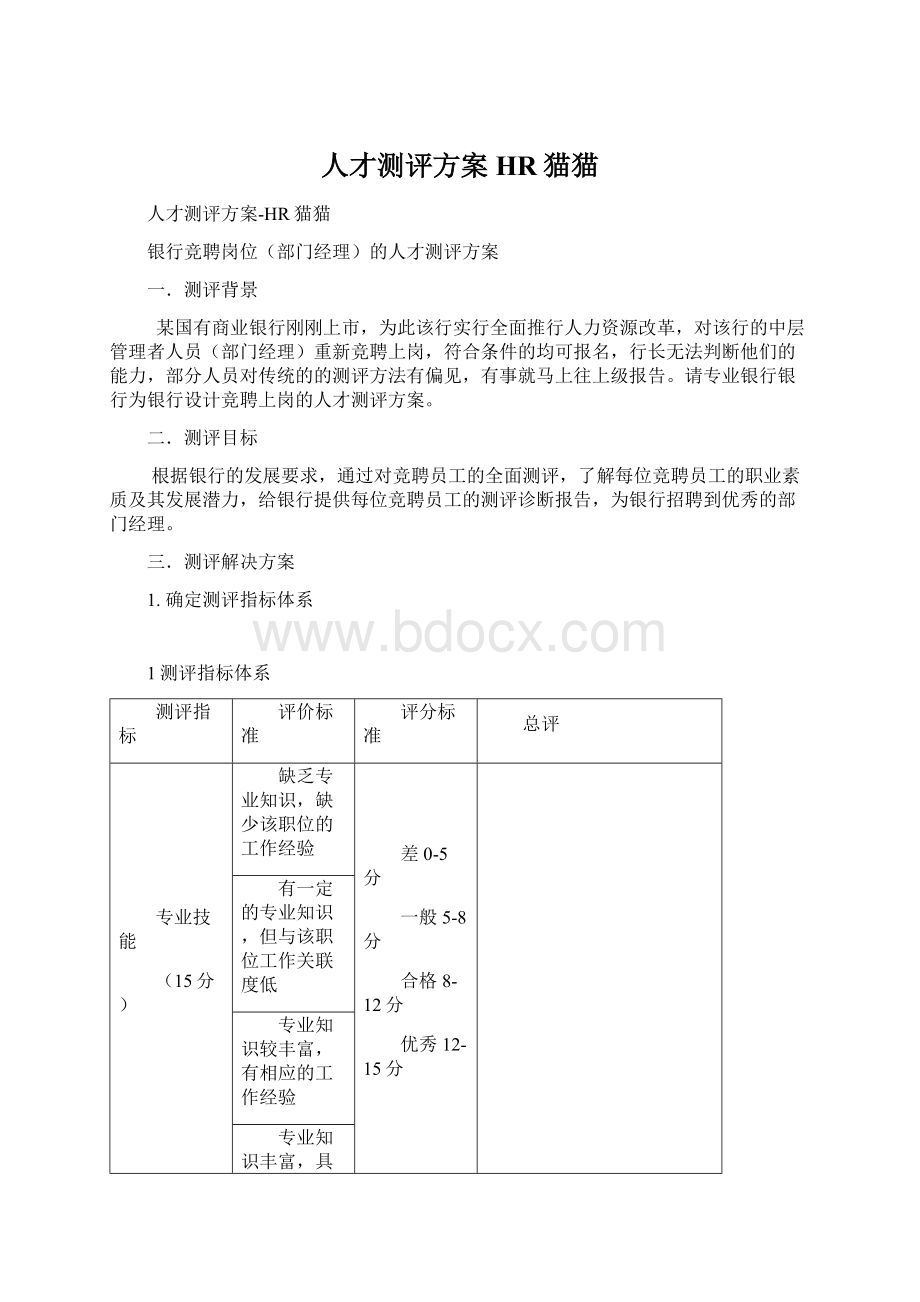 人才测评方案HR猫猫.docx