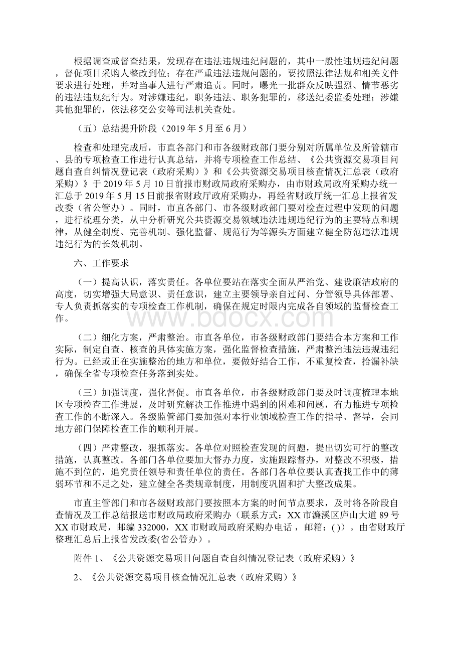 市开展政府采购领域违法违规违纪行为专项检查行动工作方案Word文档下载推荐.docx_第3页