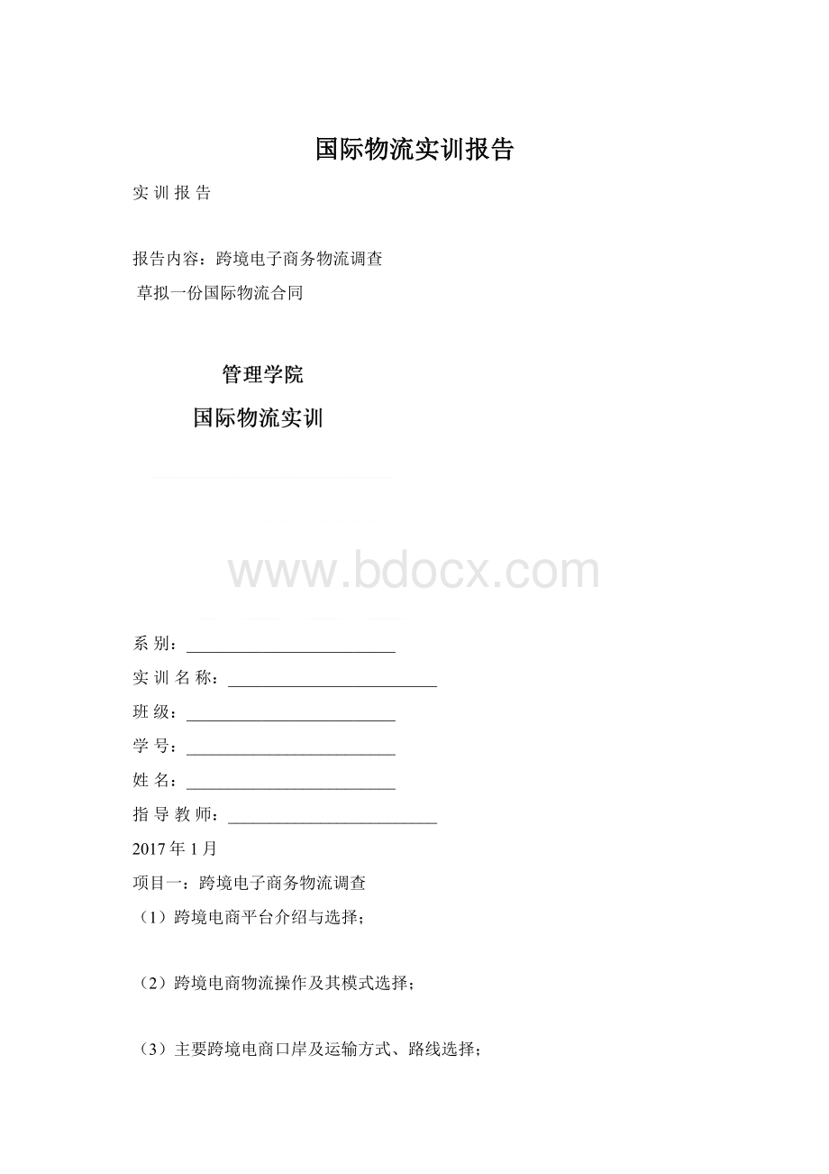 国际物流实训报告Word文档格式.docx