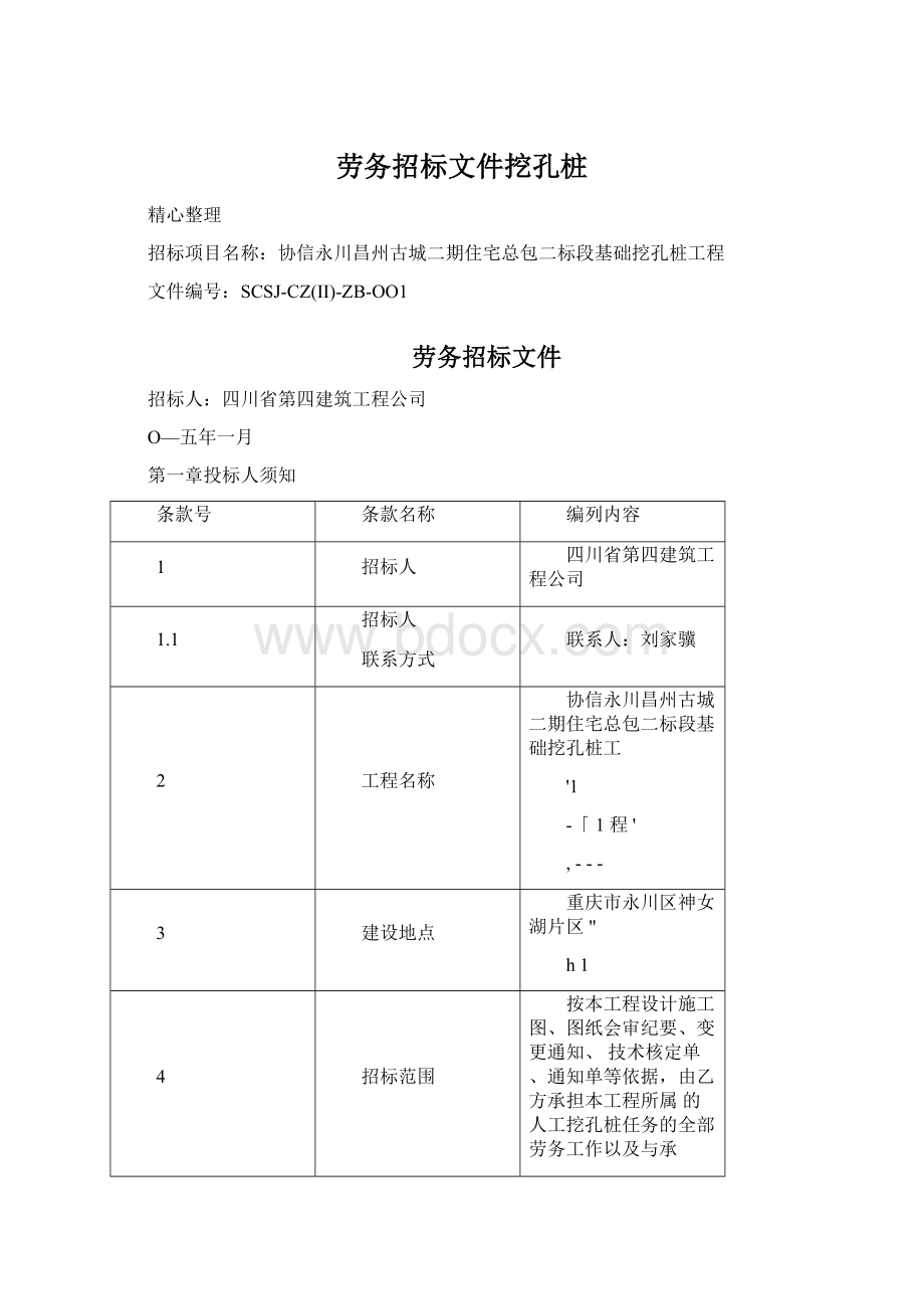 劳务招标文件挖孔桩.docx