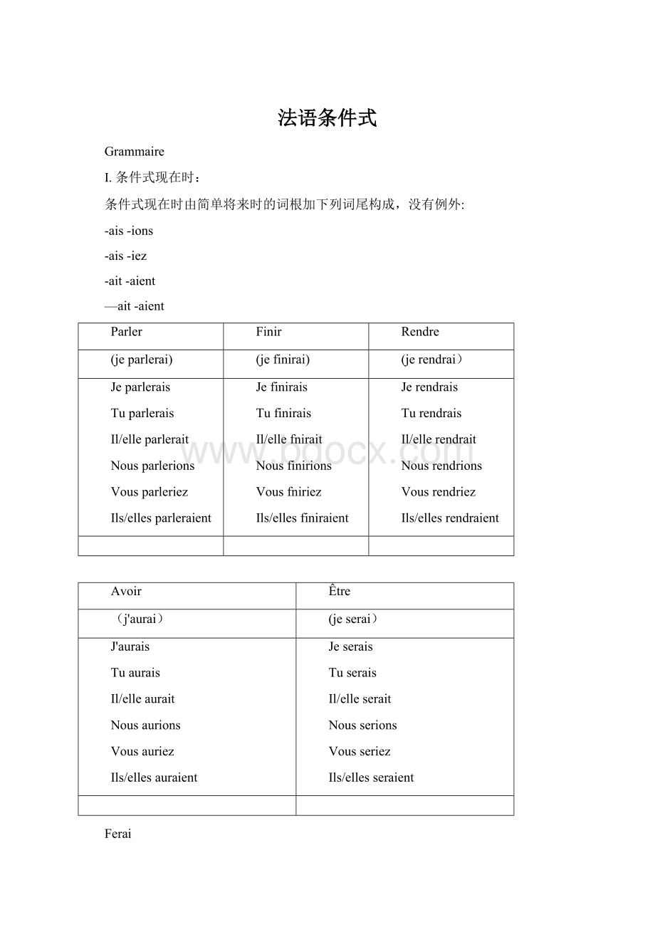 法语条件式Word文件下载.docx