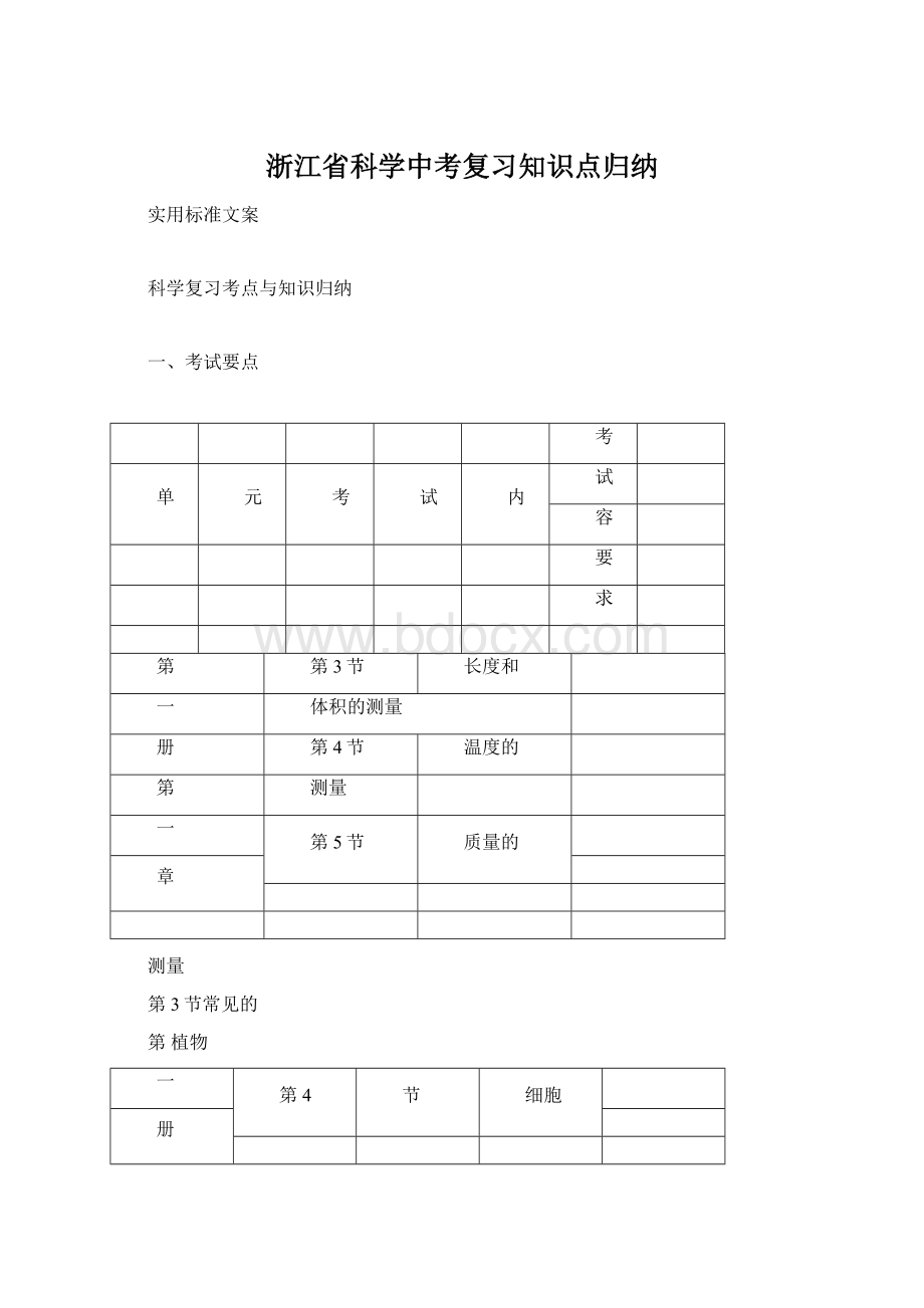 浙江省科学中考复习知识点归纳Word文档下载推荐.docx_第1页