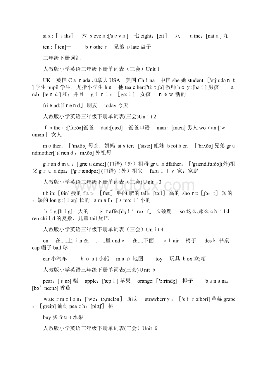 新人教版小学英语三到六年级单词汇总全Word文档格式.docx_第2页