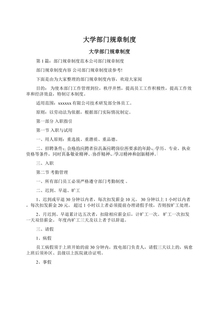 大学部门规章制度Word下载.docx