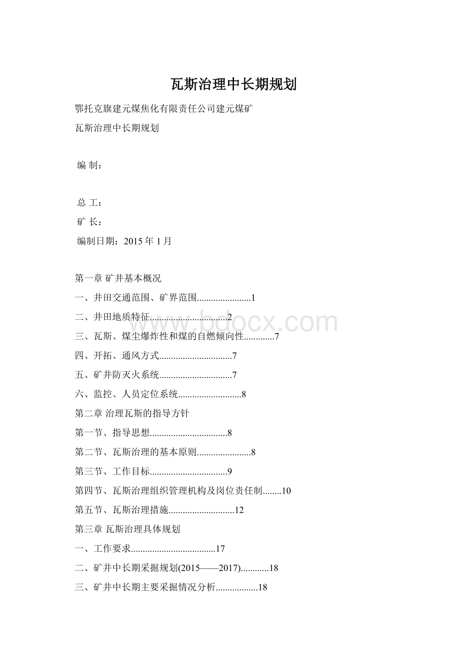 瓦斯治理中长期规划Word文档格式.docx