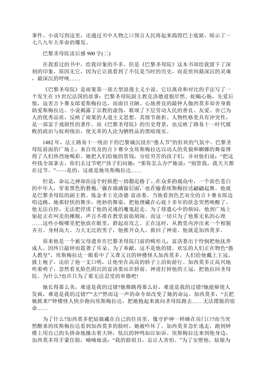 巴黎圣母院读后感读书心得900字五篇.docx_第2页