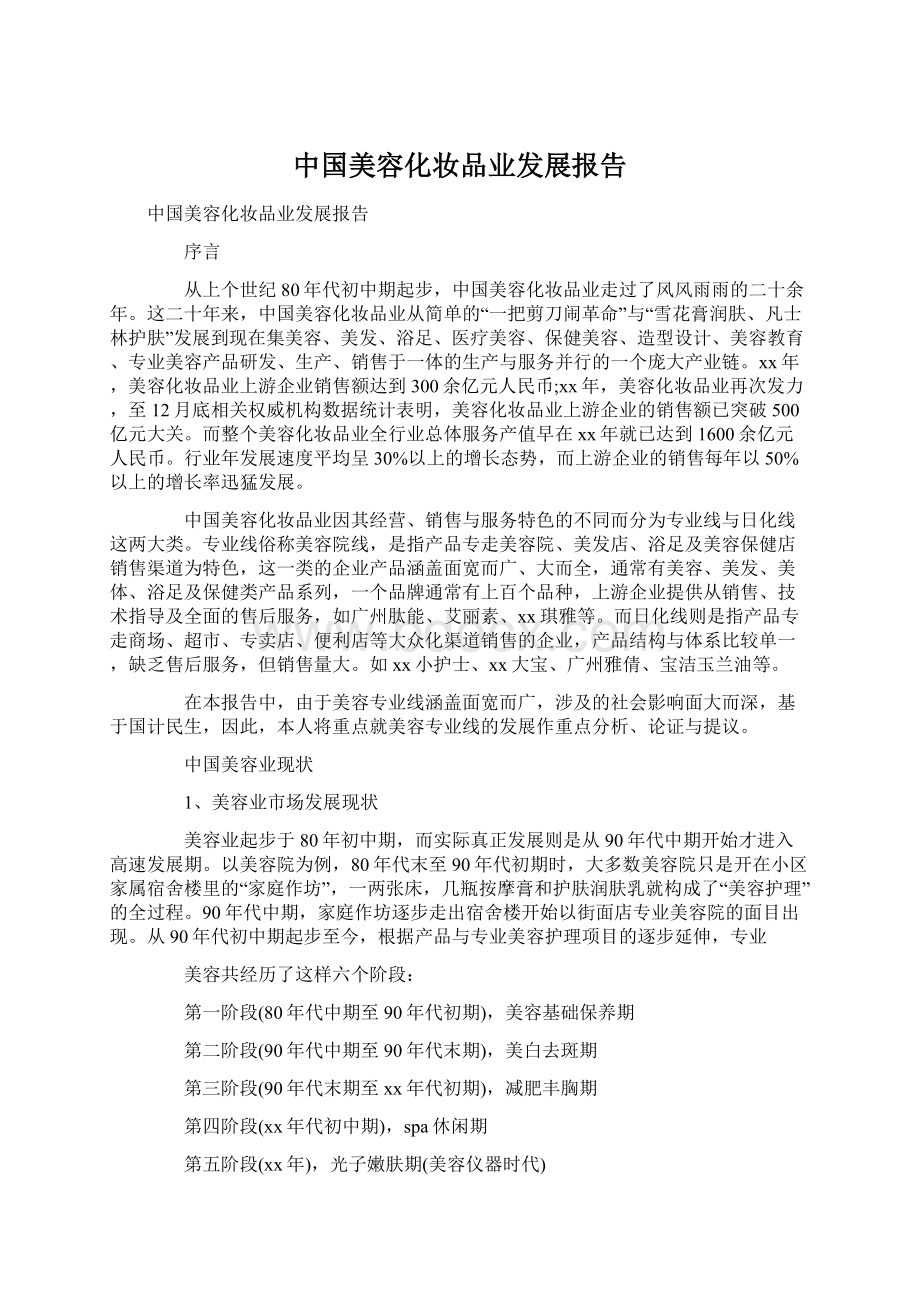 中国美容化妆品业发展报告.docx_第1页