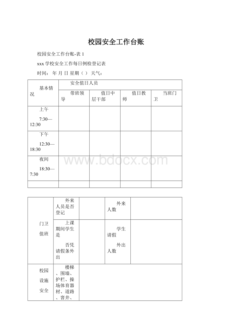 校园安全工作台账Word下载.docx