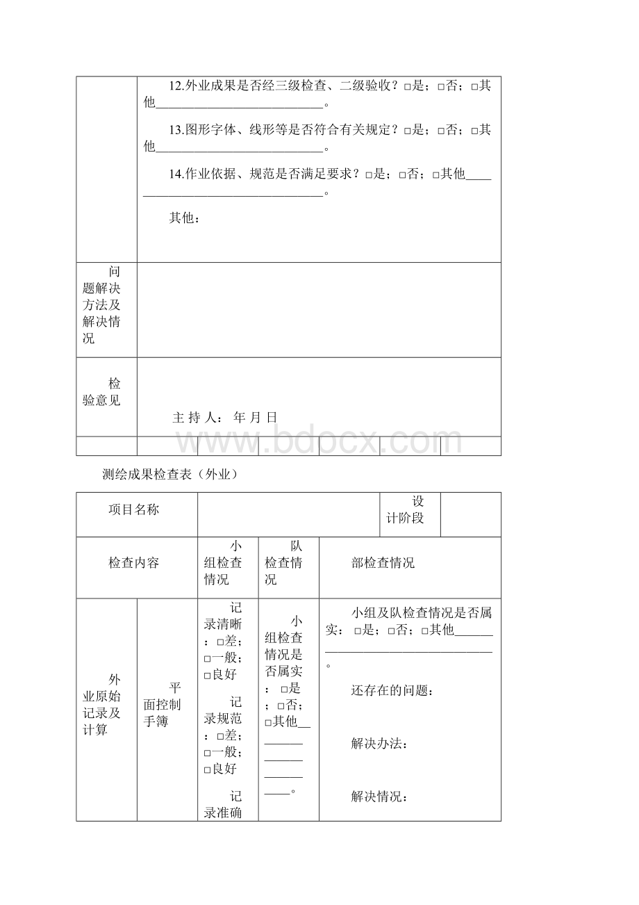 测绘成果检查表及外业检查记录表Word格式.docx_第2页