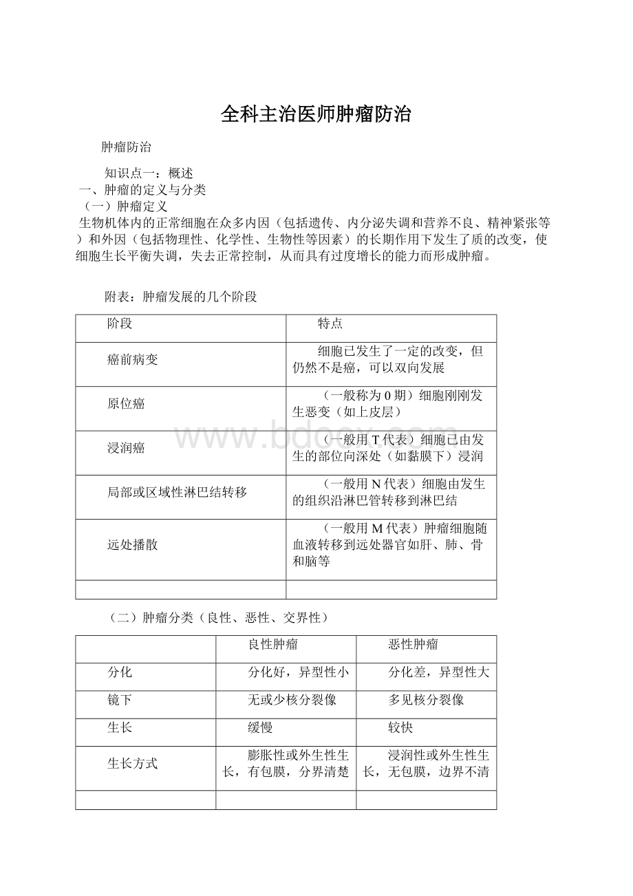 全科主治医师肿瘤防治Word格式文档下载.docx