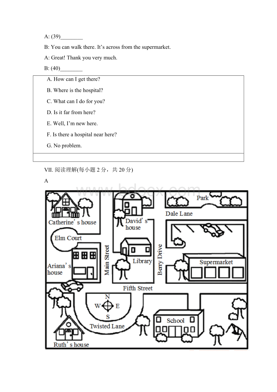 七年级英语下册 Unit 8 Is there a post office near here测试题1 新版人教新目标版.docx_第3页