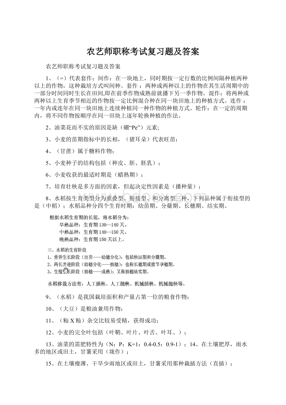 农艺师职称考试复习题及答案Word格式文档下载.docx