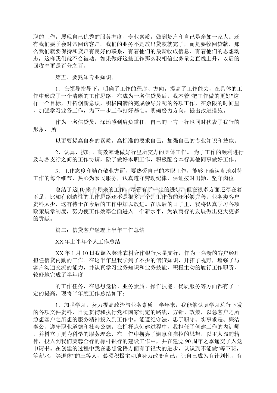 信贷客户经理工作总结Word文档下载推荐.docx_第2页