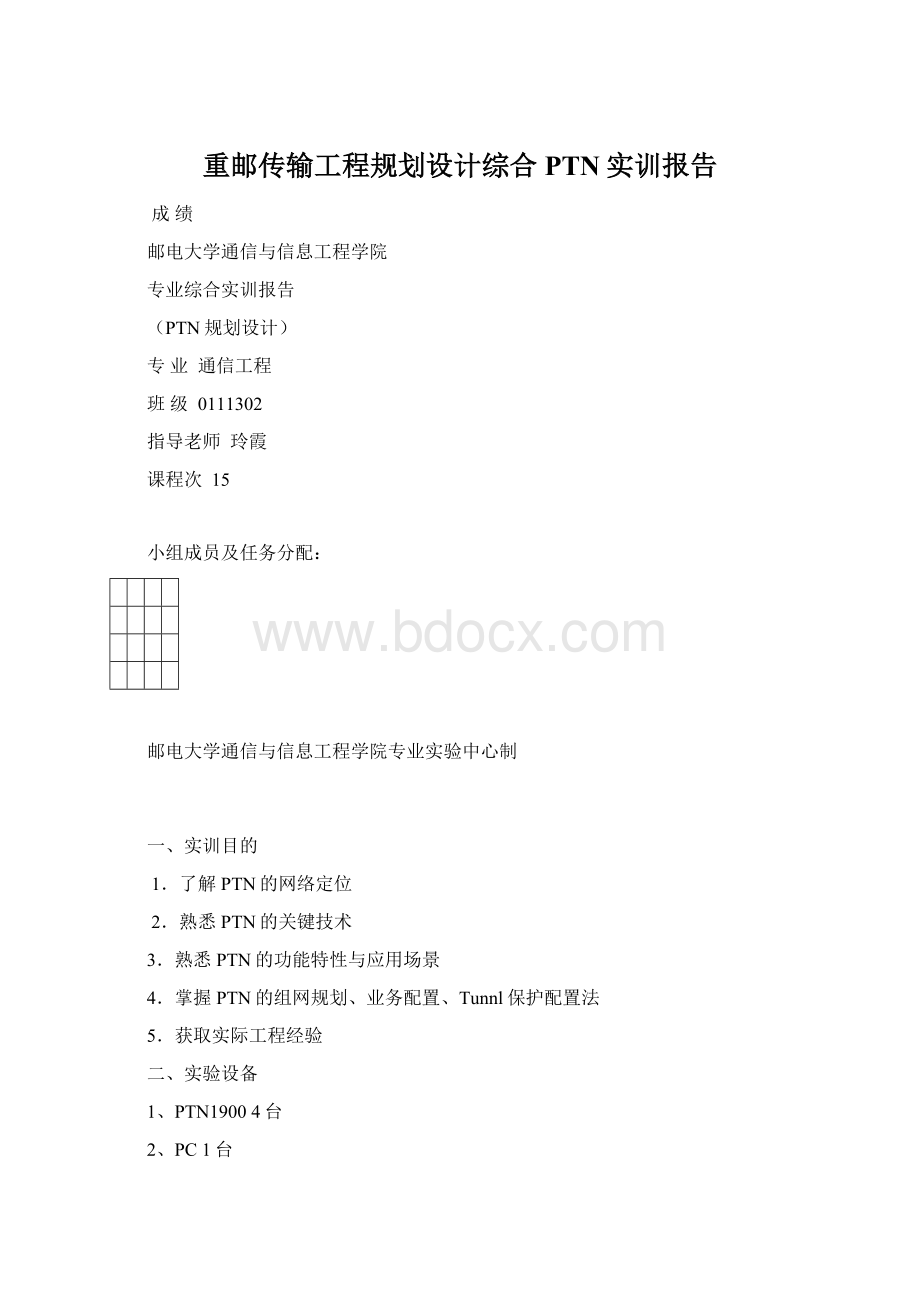 重邮传输工程规划设计综合PTN实训报告Word格式文档下载.docx