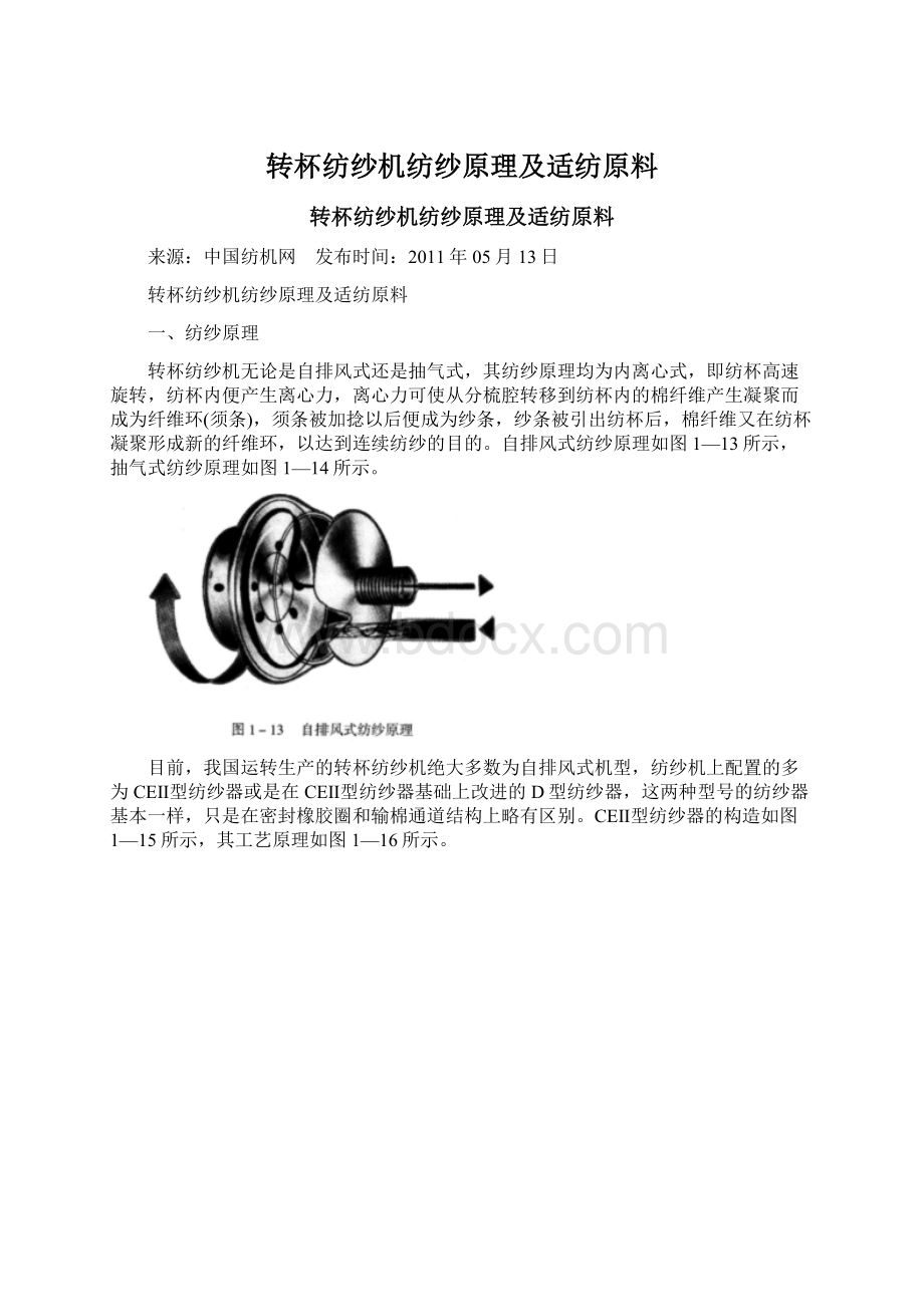 转杯纺纱机纺纱原理及适纺原料Word格式文档下载.docx_第1页