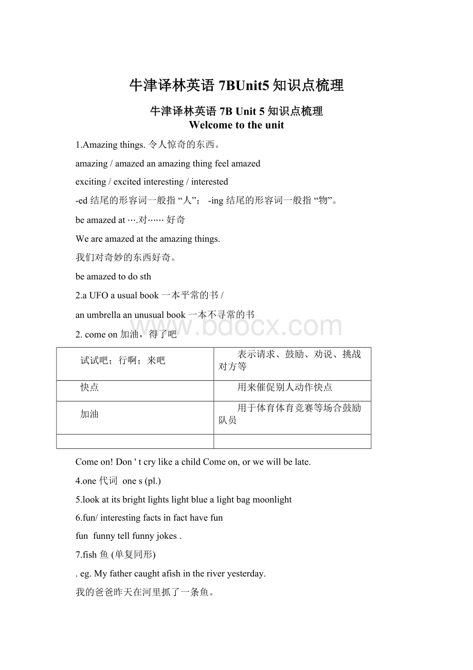 牛津译林英语7BUnit5知识点梳理Word格式文档下载.docx_第1页