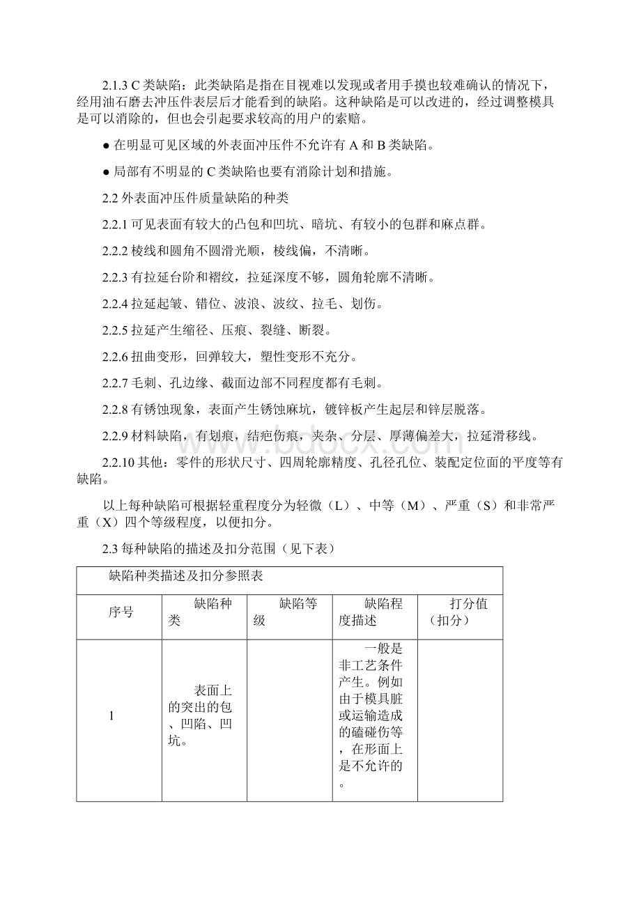 轿车外表面冲压件质量评审办法及质量标准111do cWord文档下载推荐.docx_第2页