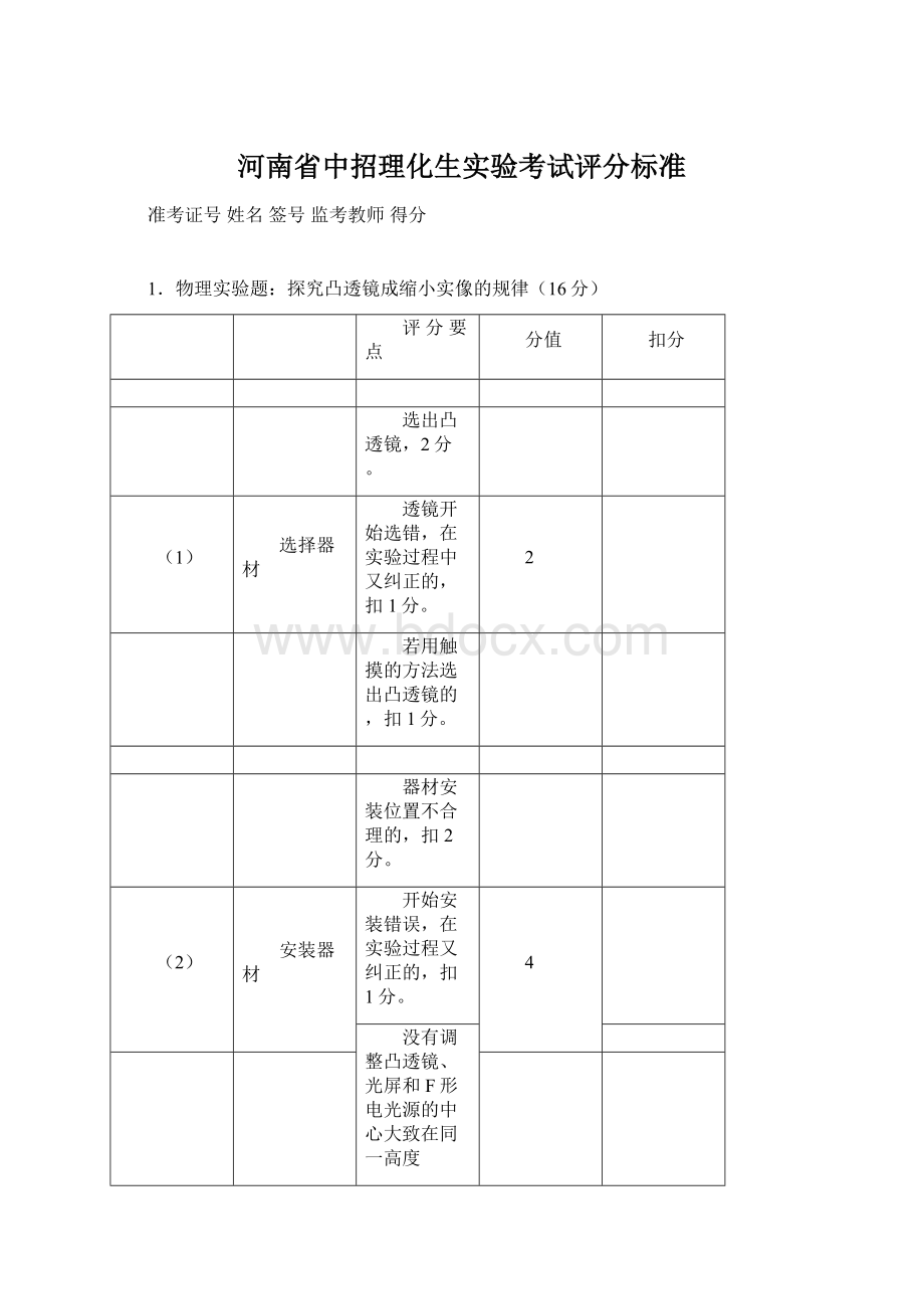 河南省中招理化生实验考试评分标准.docx_第1页