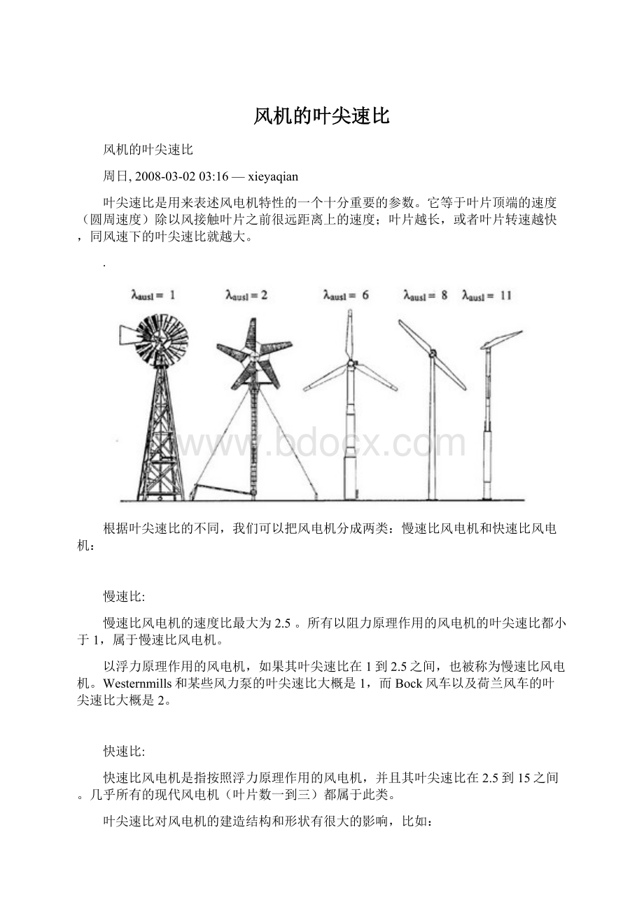 风机的叶尖速比Word格式.docx