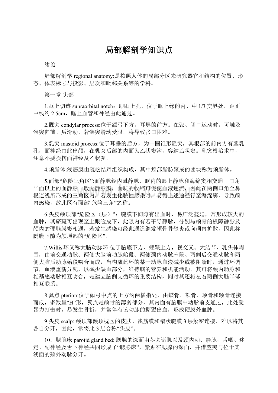 局部解剖学知识点Word文档下载推荐.docx