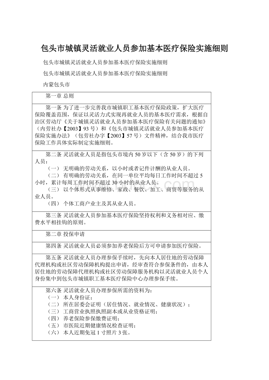 包头市城镇灵活就业人员参加基本医疗保险实施细则Word文档下载推荐.docx_第1页