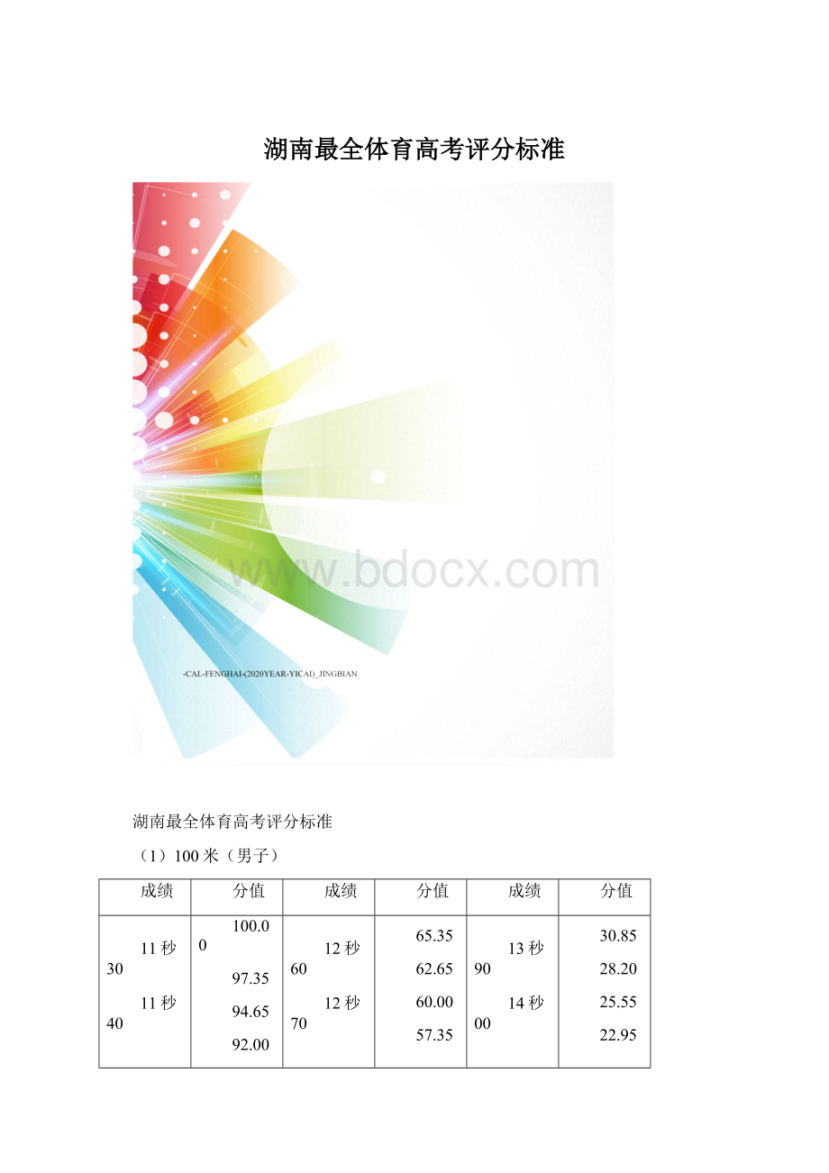 湖南最全体育高考评分标准文档格式.docx_第1页