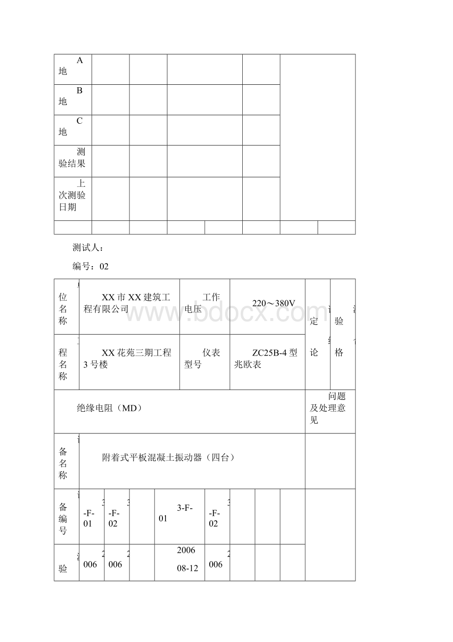 移动及其手持电动工具定期绝缘电阻结果测试记.docx_第2页