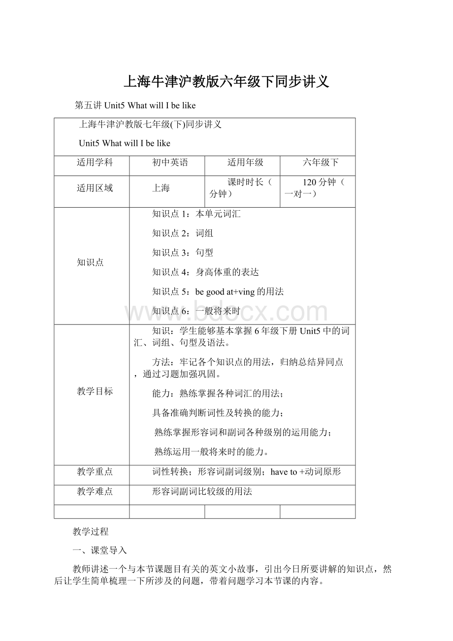 上海牛津沪教版六年级下同步讲义.docx_第1页