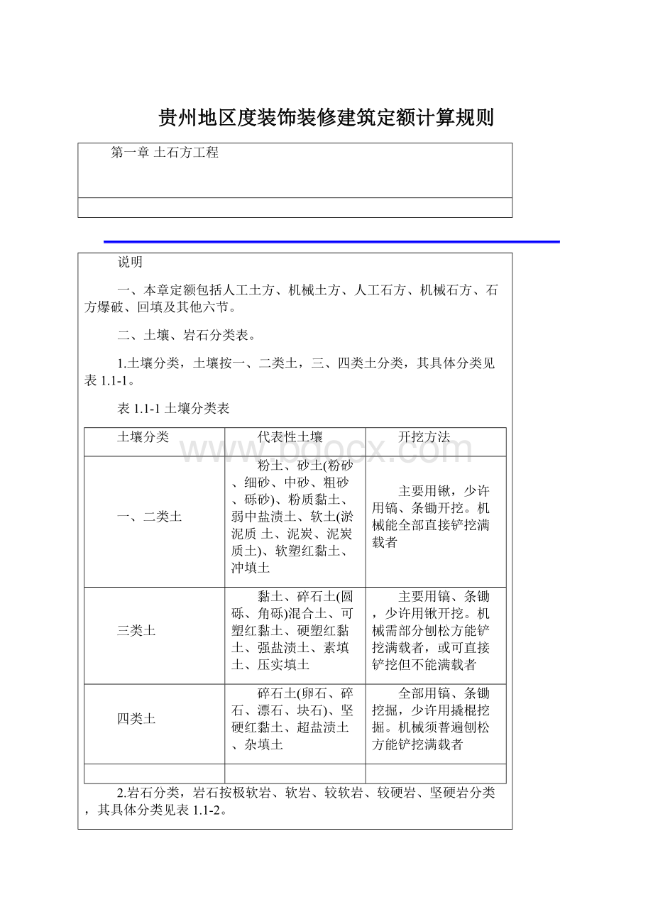 贵州地区度装饰装修建筑定额计算规则.docx_第1页