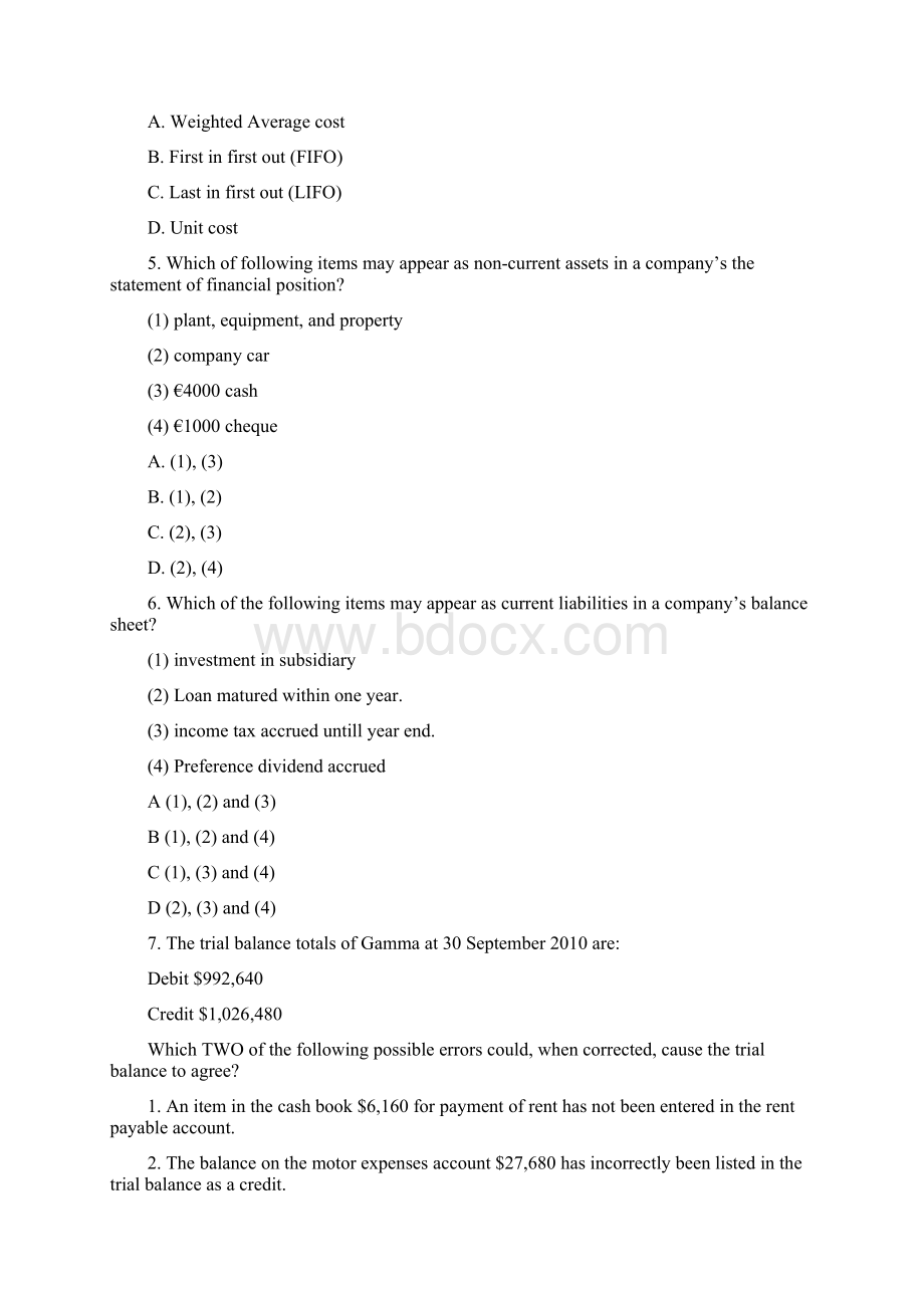 会计专业英语模拟试题及答案word版本.docx_第2页