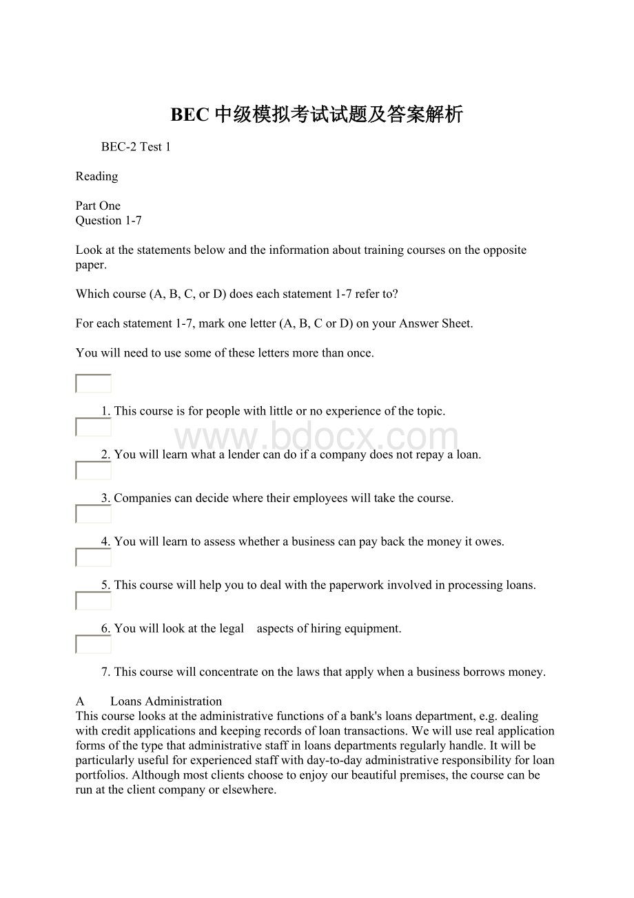 BEC中级模拟考试试题及答案解析Word文档格式.docx