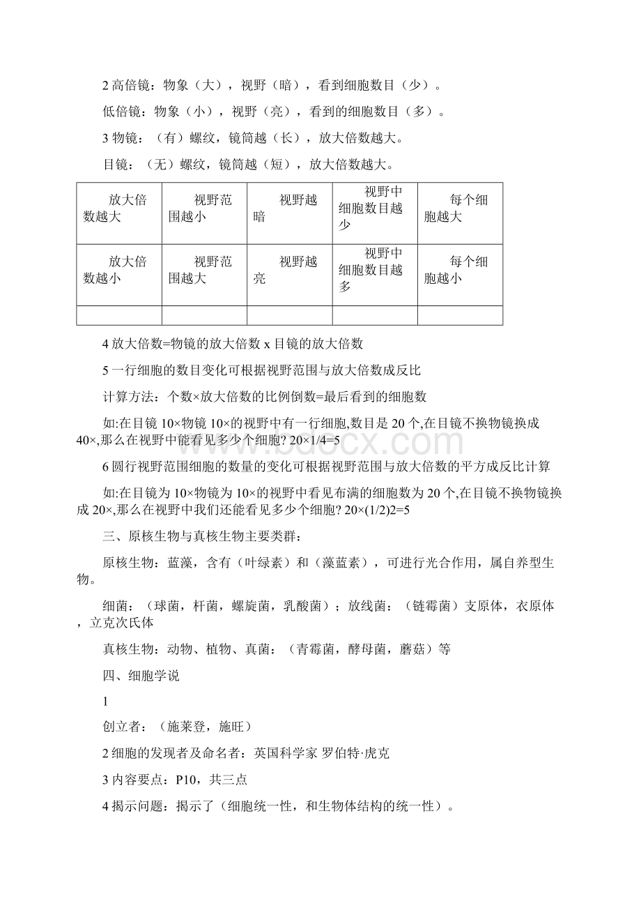 人教版生物必修一的必背知识点.docx_第2页