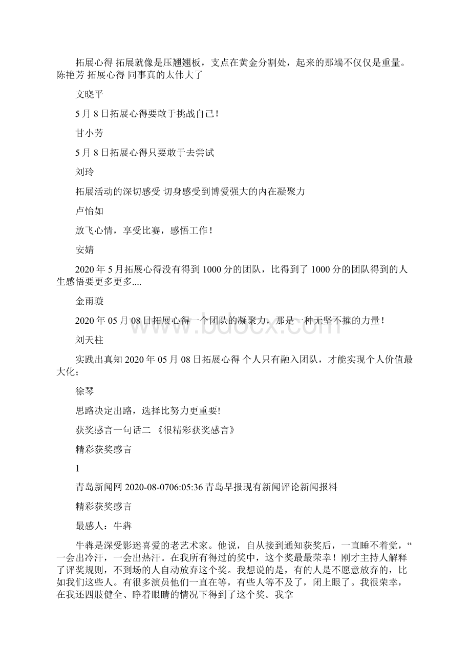 一句话获奖感言语录Word文档下载推荐.docx_第3页