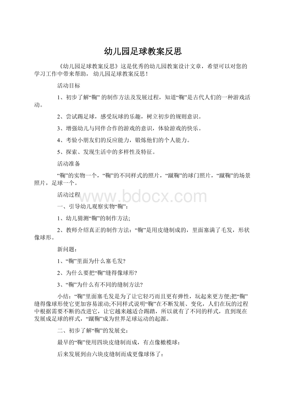 幼儿园足球教案反思文档格式.docx