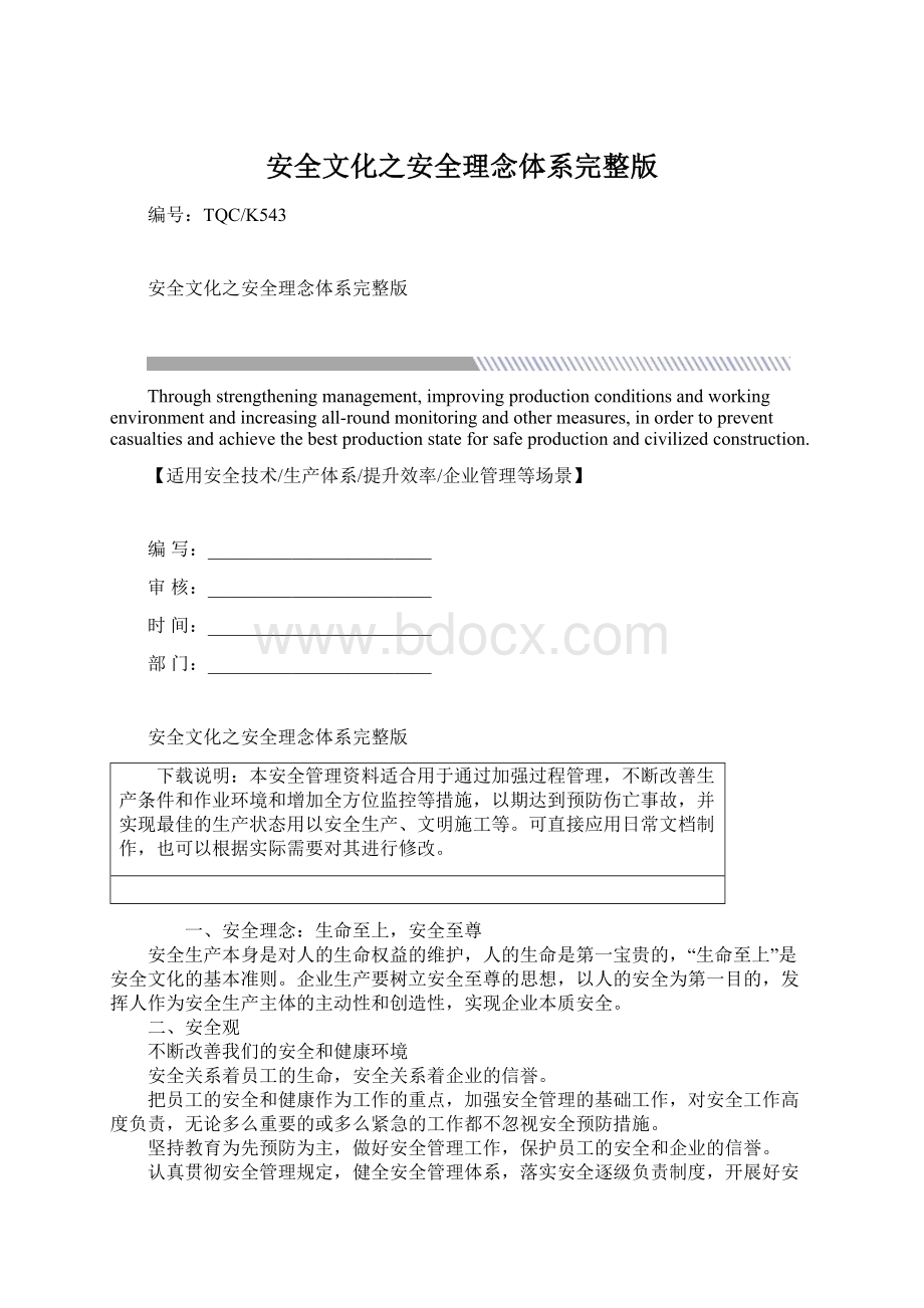 安全文化之安全理念体系完整版文档格式.docx