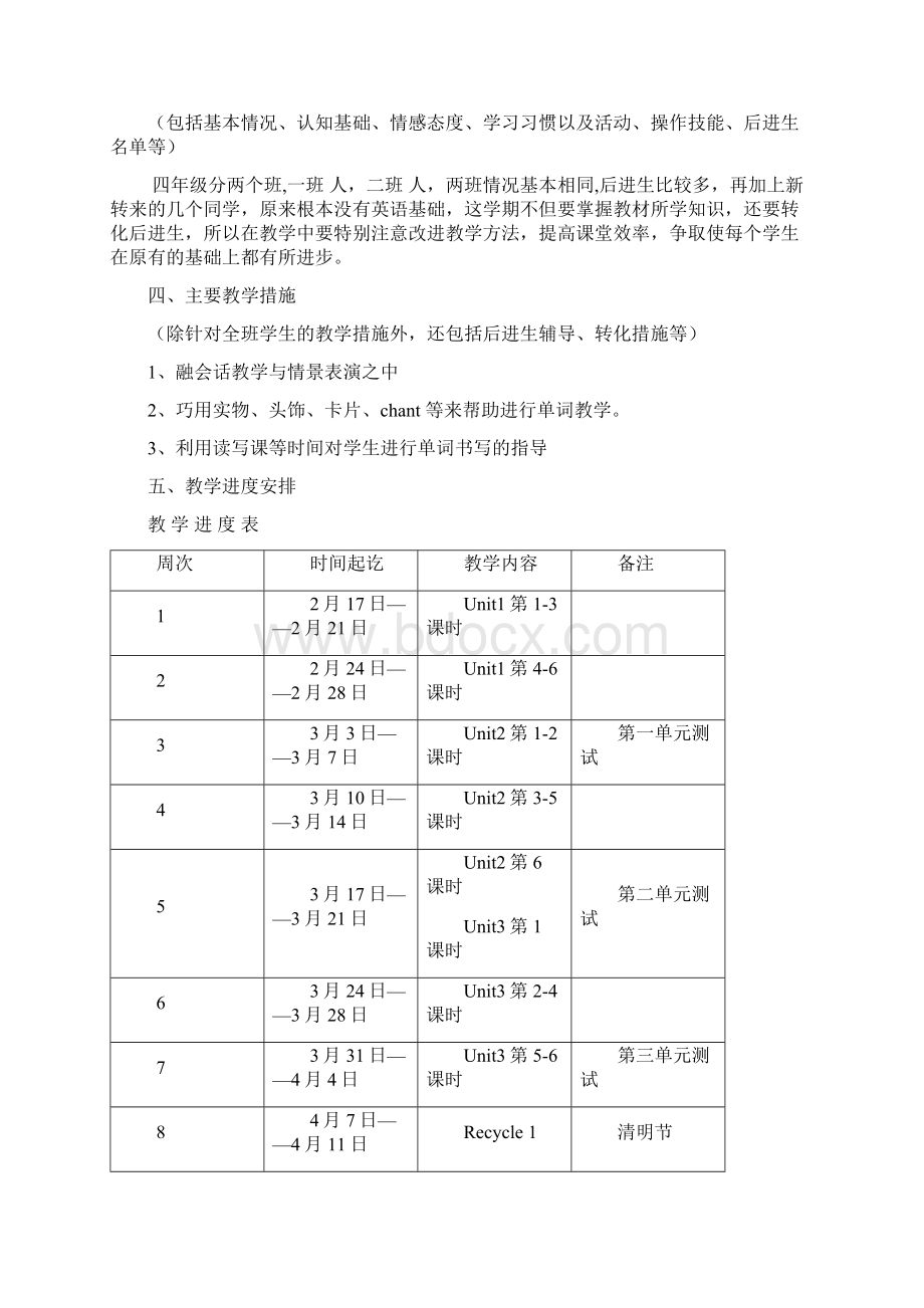 pep新人教版四年级下册英语教案全册+教学反思.docx_第3页