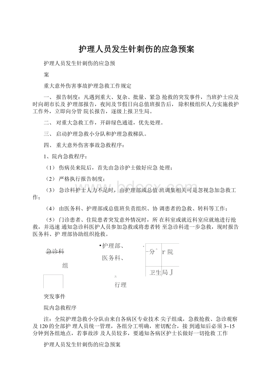 护理人员发生针刺伤的应急预案Word格式文档下载.docx