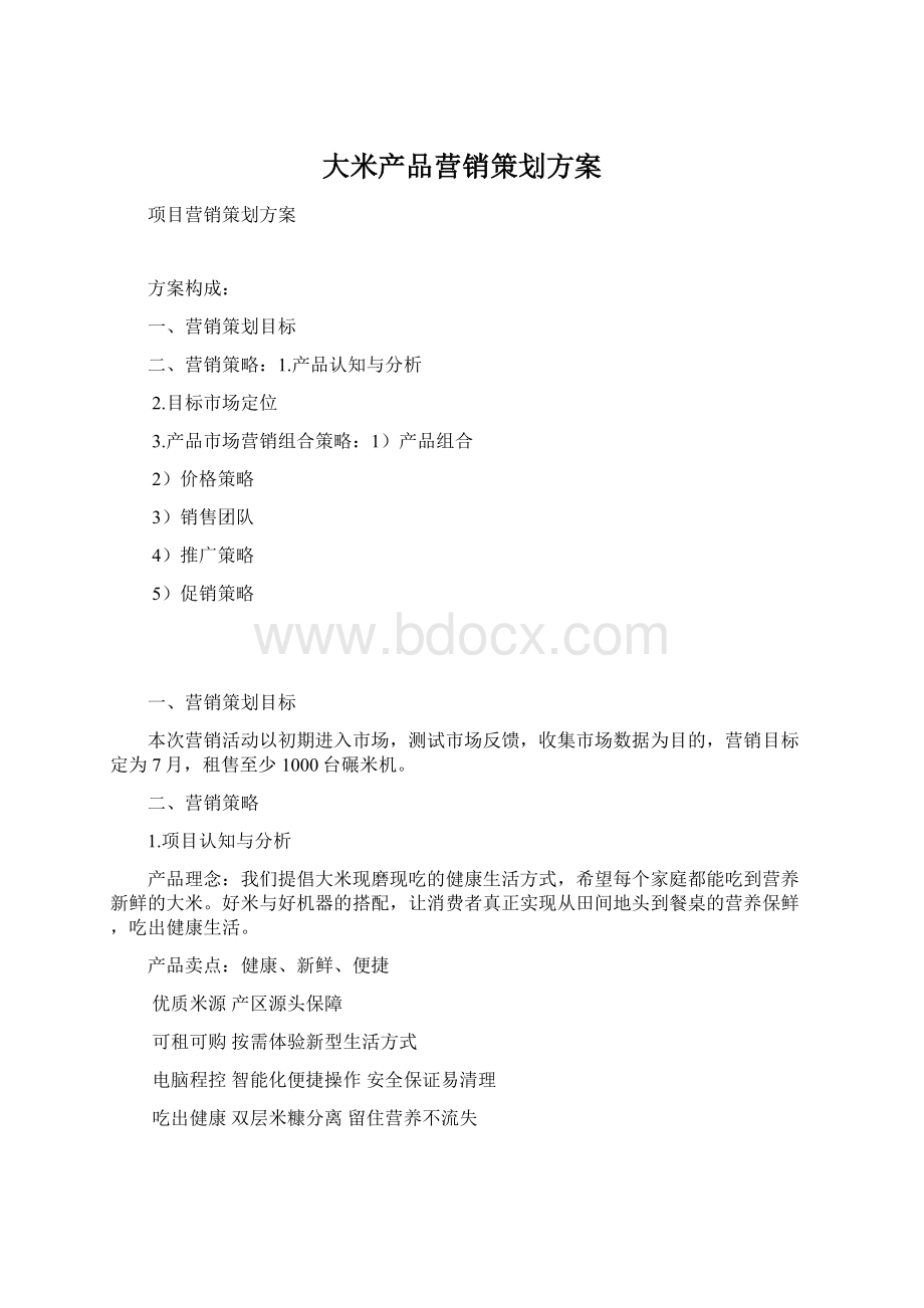 大米产品营销策划方案.docx