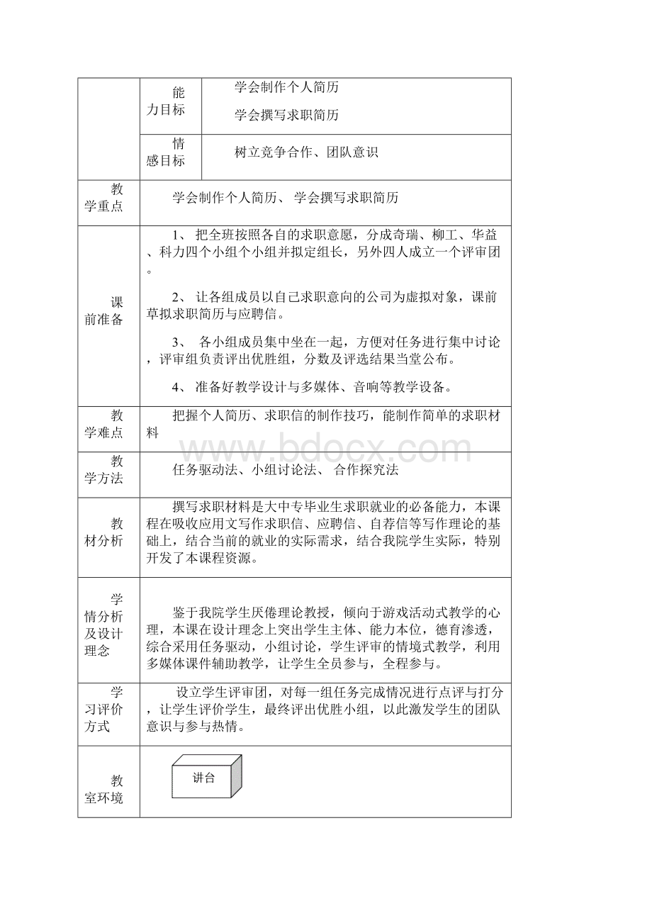 求职信简历教学设计文档格式.docx_第2页