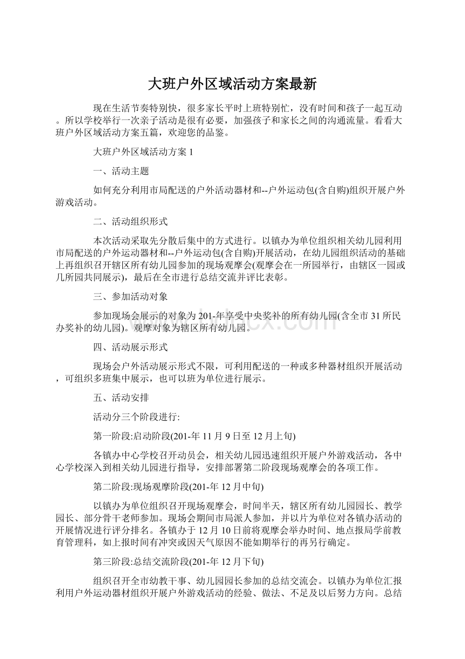 大班户外区域活动方案最新.docx