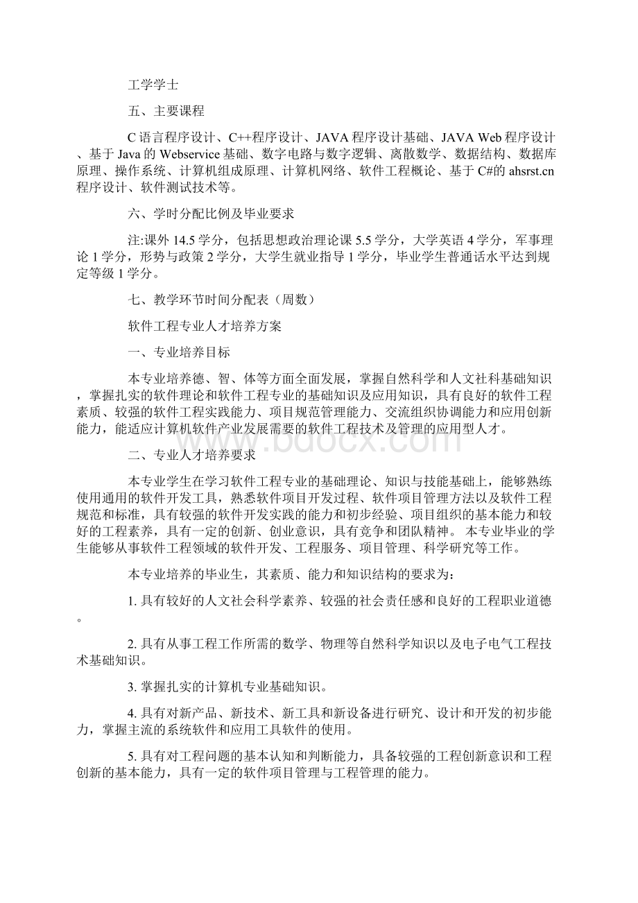 软件工程专业软件测试方向人才培养方案.docx_第2页