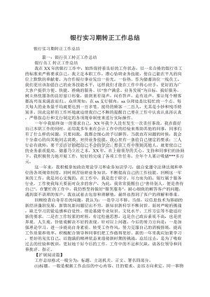 银行实习期转正工作总结Word格式文档下载.docx